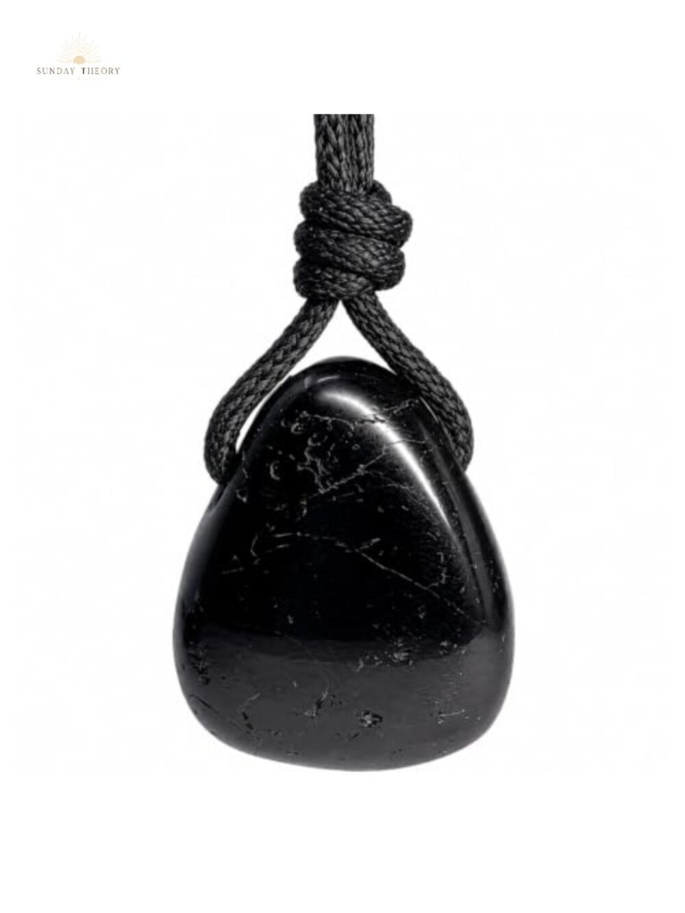Handmade Natural Polished Black Tourmaline Pendant Necklace Adjustable Cord Men